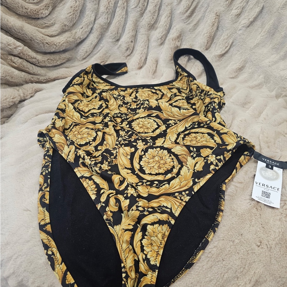 Versace Women’s One -Piece Swimsuit in Black and Gold